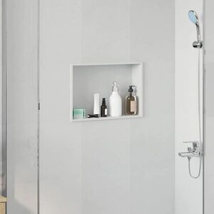 Imagine vidaXL Nisă de Duș Alb 45 x 30 x 9, 5 cm Oţel inoxidabil