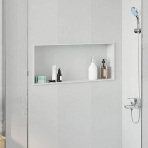 Imagine vidaXL Nisă de Duș Alb 75 x 30 x 9, 5 cm Oţel inoxidabil