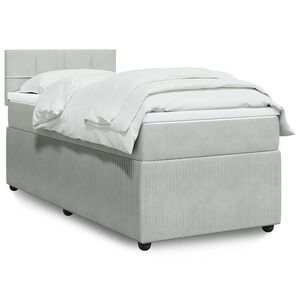 Imagine vidaXL Pat continental cu saltea, gri deschis, 80x200 cm, catifea