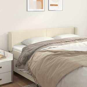 Imagine vidaXL Tăblie de pat cu aripioare crem 163x16x78/88 cm piele ecologică