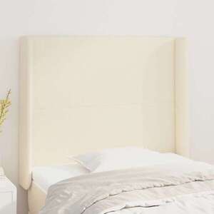 Imagine vidaXL Tăblie de pat cu aripioare, crem, 83x16x118/128 cm, piele eco