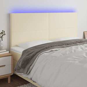 Imagine vidaXL Tăblie cu LED-uri, crem, 160x5x118/128 cm, piele ecologică