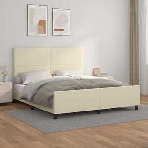 Imagine vidaXL Cadru de pat cu tăblie, crem, 160x200 cm, piele ecologică