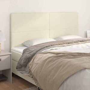 Imagine vidaXL Tăblie de pat crem 160x5x118/128 cm piele ecologică
