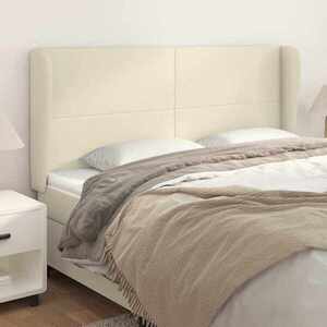 Imagine vidaXL Tăblie de pat cu aripioare, crem, 163x23x118/128 cm, piele eco