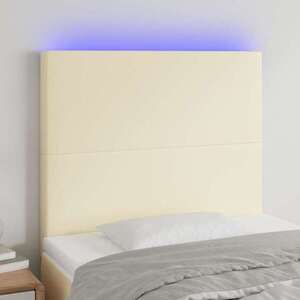 Imagine vidaXL Tăblie de pat cu LED, crem, 80x5x118/128 cm, piele ecologică
