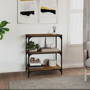 Imagine vidaXL Raft cărți stejar fumuriu 60x33x70, 5 cm, lemn prelucrat și oțel