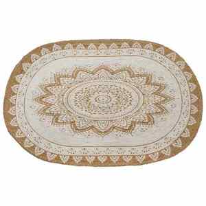Imagine vidaXL Covoare de zonă Floral Natural cu imprimeu alb 122 x 183 cm