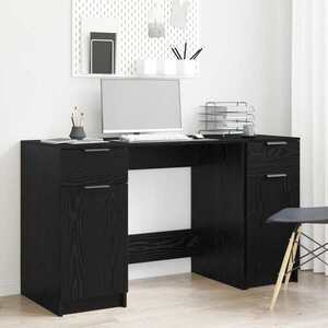 Imagine vidaXL Birou cu sertar Stejar Negru 133 x 50 x 75 cm Lemn prelucrat