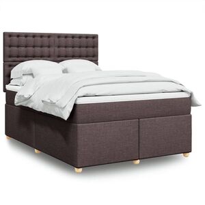 Imagine vidaXL Pat box spring cu saltea, maro închis, 160x200 cm, textil