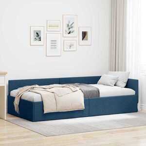 Imagine vidaXL Cadru de pat colțar albastru 90 cm x 190 cm țesătură