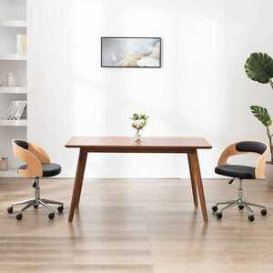 Imagine vidaXL Scaune pivotante, 2 buc. negru, lemn curbat & piele ecologică
