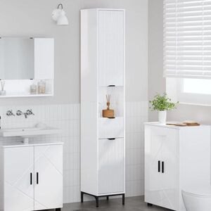 Imagine vidaXL Dulap de Baie Alb lucios 31, 5 x 33 x 190 cm