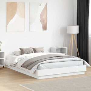Imagine vidaXL Cadru de pat, alb, 140x200 cm, lemn prelucrat