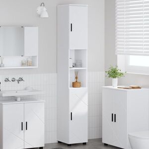 Imagine vidaXL Dulap de Baie Alb 30 x 35 x 192 cm Lemn prelucrat, Metal