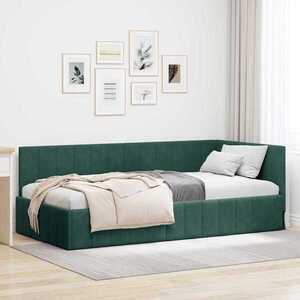 Imagine vidaXL Cadru de pat colțar Verde închis 100 cm x 200 cm Catifea