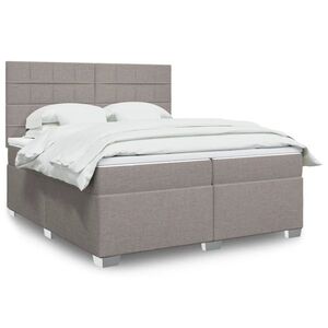 Imagine vidaXL Pat box spring cu saltea, gri taupe, 200x200 cm, textil