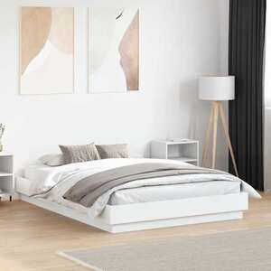 Imagine vidaXL Cadru de pat, alb , 135x190 cm, lemn prelucrat