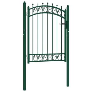 Imagine vidaXL Poartă de gard EMMEN cu țepi din oțel, verde, 103x109, 5 cm