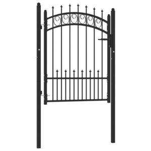 Imagine vidaXL Poartă de gard EMMEN cu țepi din oțel 104x109, 5 cm, negru