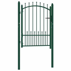 Imagine vidaXL Poartă de gard EMMEN cu țăruși din oțel, verde, 104x109, 5 cm