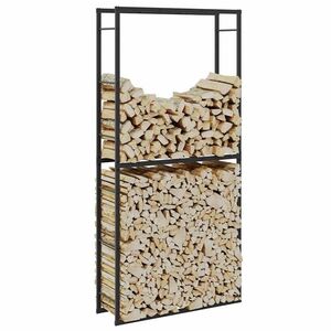Imagine vidaXL Rastel pentru lemne de foc, negru, 100x30x209 cm, oțel