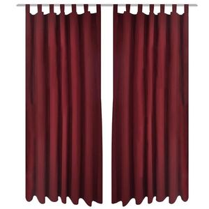 Imagine vidaXL Draperii micro-satin cu bride, 140 x 245 cm, roșu bordo, 2 buc.