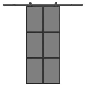 Imagine vidaXL Ușă glisantă cu set de feronerie sticlă temperată și aluminiu
