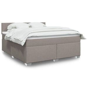 Imagine vidaXL Pat continental cu saltea, gri taupe, 180x200 cm, textil