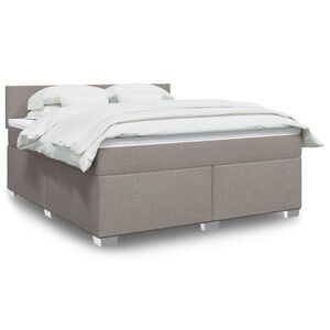 Imagine vidaXL Pat continental cu saltea, gri taupe, 180x200 cm, textil