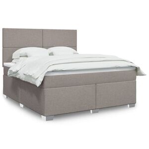 Imagine vidaXL Pat continental cu saltea, gri taupe, 180x200 cm, textil