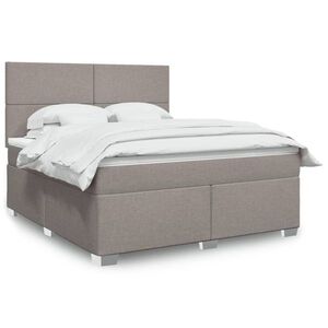 Imagine vidaXL Pat continental cu saltea, gri taupe, 180x200 cm, textil