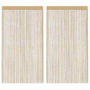Imagine vidaXL Draperii cu franjuri, 2 buc., 100 x 250 cm, bej