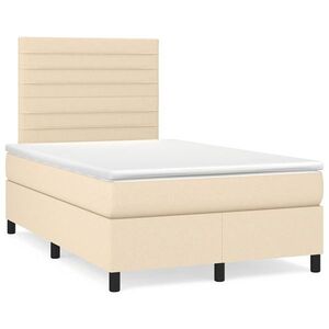 Imagine vidaXL Pat continental cu saltea, crem, 120x190 cm, textil