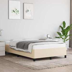 Imagine vidaXL Cadru de pat fără saltea cremă 120x190 cm țesătură