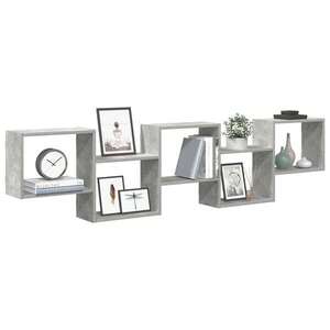 Imagine vidaXL Raft cubic perete cu 5 compartimente gri beton lemn prelucrat