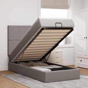 Imagine vidaXL Cadru de pat otoman cu saltea Taupe 90x190cm Material