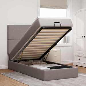 Imagine vidaXL Cadru de pat otoman cu saltea Taupe 90x190cm Material