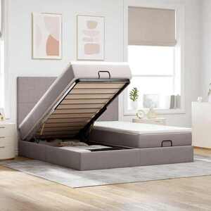 Imagine vidaXL Cadru de pat otoman cu saltele Taupe 180x200cm Material
