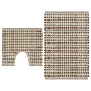 Imagine vidaXL Set covoraș de baie lucrat manual, natural și alb, iută textil