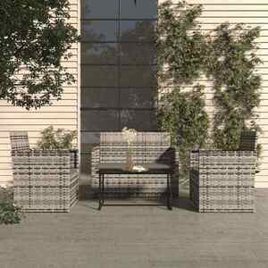 Imagine vidaXL Set mobilier de exterior cu perne, 4 piese, gri, poliratan