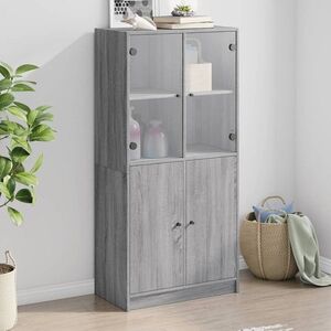 Imagine vidaXL Dulap înalt cu uși, gri sonoma, 68x37x142 cm, lemn compozit