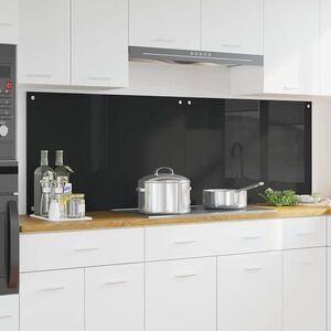 Imagine vidaXL Panou de bucătărie 2 buc. Negru 90 x 60 cm sticlă securizată