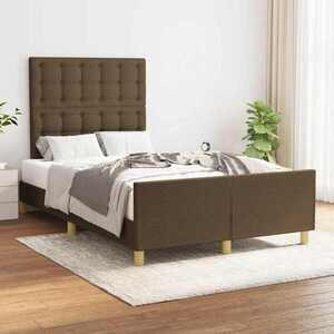 Imagine vidaXL Cadru de pat fără saltea țesătură maro 120x190 cm țesătură