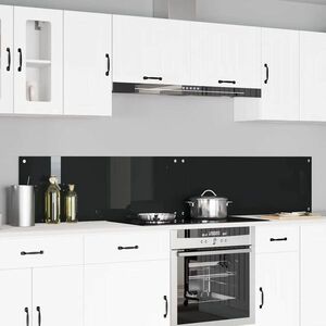 Imagine vidaXL Panou de bucătărie 2 buc. Negru 110 x 40 cm sticlă securizată