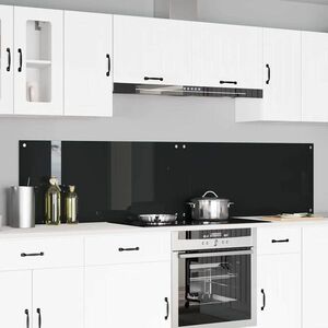 Imagine vidaXL Panou de bucătărie 2 buc. Negru 110 x 50 cm sticlă securizată