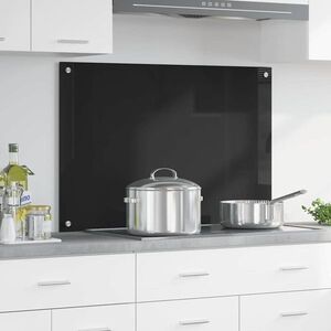 Imagine vidaXL Panou de bucătărie Negru 90 x 60 cm sticlă securizată