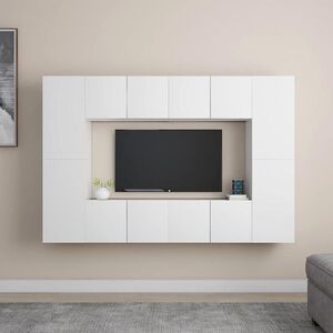 Imagine vidaXL Set de dulapuri TV, 8 piese, alb, lemn prelucrat