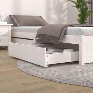 Imagine vidaXL Sertare pentru pat, 2 buc., alb, lemn masiv de pin