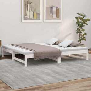 Imagine vidaXL Pat de zi extensibil, alb, 2x(75x190) cm, lemn masiv de pin